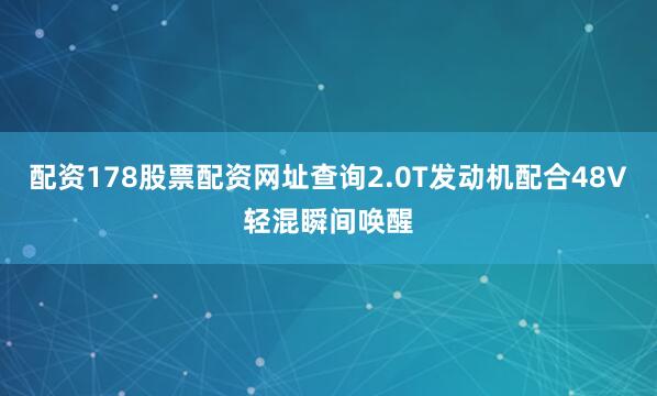 配资178股票配资网址查询2.0T发动机配合48V轻混瞬间唤醒